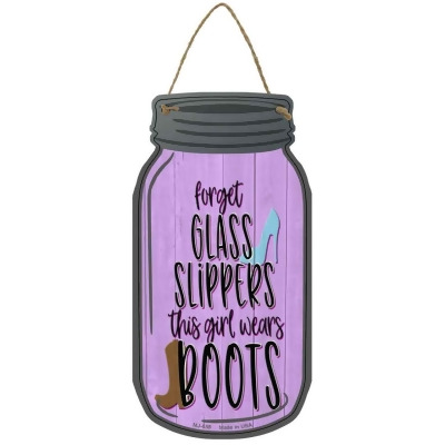 Smart Blonde MJ-658 4 x 8 in. This Girl Wears Boots Novelty Metal Mason Jar Sign 