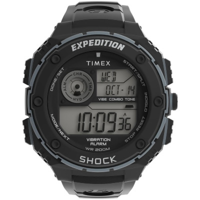 Timex TW4B243009J 50 mm Mens Expedition Vibe Shock Black & Gray Case Positive Display Watch with Black Resin Strap 