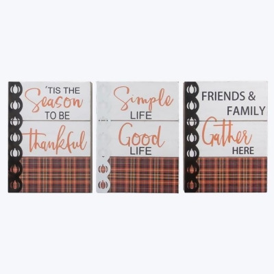 Youngs 81076 Wood Fall Tabletop & Wall Box Sign, Assorted Color - 3 Piece 