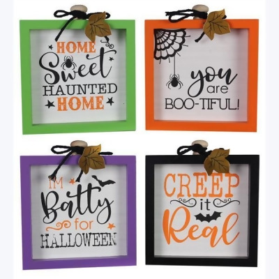 Youngs 82201 Wood Framed Fun & Freaky Tabletop & Wall Sign, Assorted Color - 4 Piece 