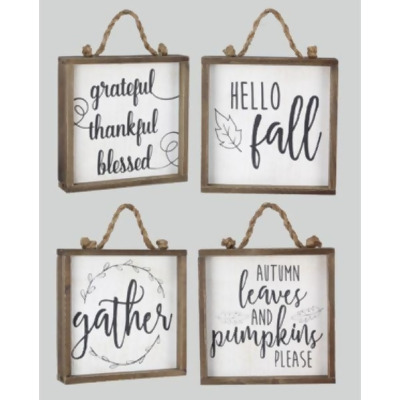 Youngs 88159 Wood Fall Box Sign with Rope, Assorted Color - 4 Piece 