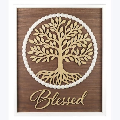 Youngs 20796 Wood Framed Tree of Life Blessed Wall Sign 
