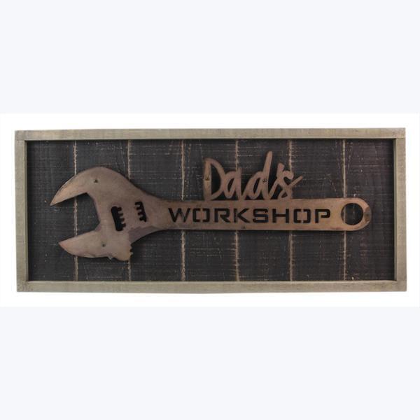 Youngs 19947 Wood Framed Laser Cut Metal Wrench Dad Wall Sign