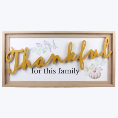 Youngs 81189 Wood Framed Fall Thankful Cutout Wall Sign 