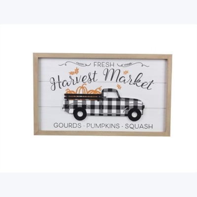 Youngs 82325 Wood Framed Plaid Truck Harvest Wall Sign 