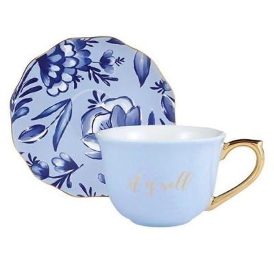 CB Gift 222146 5 oz It is Well Tea Cup & Saucer Set 