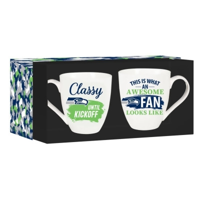 Evergreen Enterprises 194629612 17 oz Ceramic Set with Gift Box Seattle Seahawks Coffee Mug - 2 Piece 