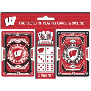 Masterpieces Puzzle 598801341 Wisconsin Badgers Playing Cards & Dice Set - All