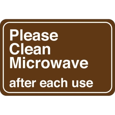 United Visual Products UVOS1061 6 x 9 in. Please Clean Microwave Facility Sign, Brown & White 