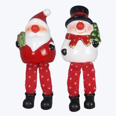 Youngs 92509 Santa & Snowman Shelf Sitter Accent with Blinking LED Nose 