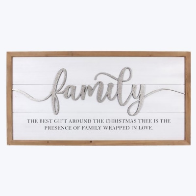 Youngs 92357 Wood Framed White Winter Snow Wall Art with 3D Lift Words 