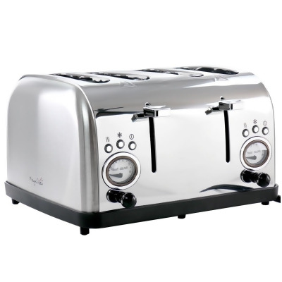 MegaChef MG-TS-3500S 4 Slice Wide Slot Toaster with Variable Browning in Silver 