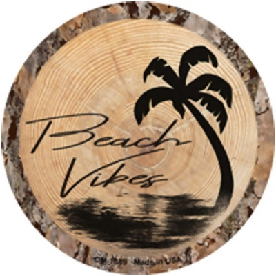 Smart Blonde CC-1389 3.5 in. Beach Vibes Wood Novelty Circle Coaster - Set of 4 