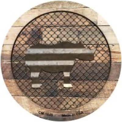 Smart Blonde CC-1045 3.5 in. Corrugated Rhino on Wood Novelty Circle Coaster - Set of 4 