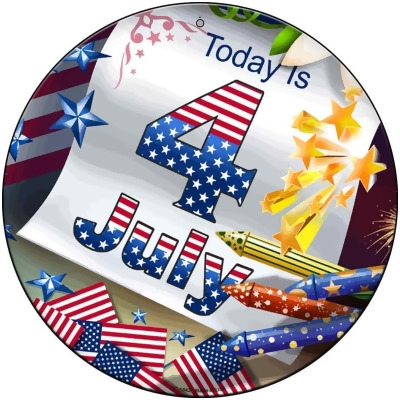 Smart Blonde UC-1843 8 in. 4th of July Novelty Small Metal Circle Sign 