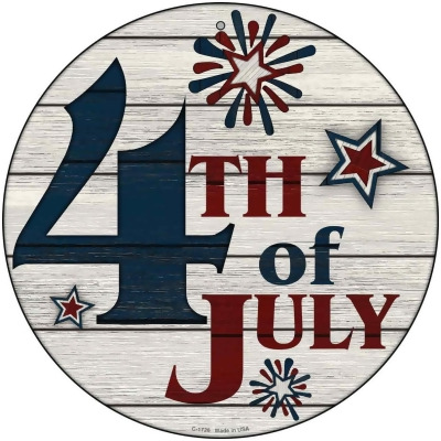 Smart Blonde C-1726 12 in. 4th of July White Wood Novelty Metal Circle Sign 