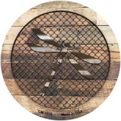 Smart Blonde CC-1032 3.5 in. Corrugated Dragonfly on Wood Novelty Circle Coaster - Set of 4 