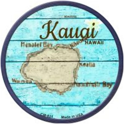 Smart Blonde CC-821 3.5 in. Kauai Hawaii Map Novelty Circle Coaster - Set of 4 