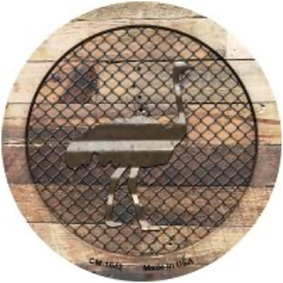 Smart Blonde CC-1042 3.5 in. Corrugated Ostrich on Wood Novelty Circle Coaster - Set of 4 