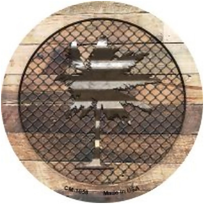 Smart Blonde CC-1058 3.5 in. Corrugated Palm Tree on Wood Novelty Circle Coaster - Set of 4 