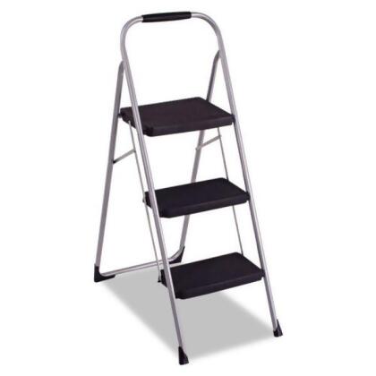 Cosco CSC11408PBL1E 3-Step Big Step Folding Stool - 200 lbs Capacity - Light Gray 