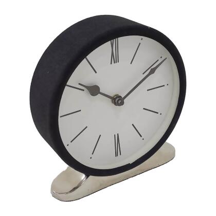 Sagebrook Home 17799 7 in. Metal Candid Table Clock, Black & White