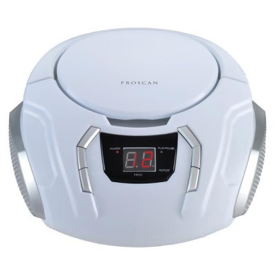 Proscan PRCD261-WHITE 2.4W-RMS Portable CD Boom Box with AM-FM Radio, White 