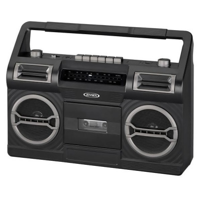 Jensen MCR-500 Portable AM-FM Radio with Cassette Player, Recorder & Built-in Speaker, Black 