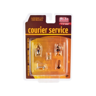 American Diorama 76495 Courier Service Diecast Figures Set - 2 Worker Figures & 3 Accessories - Limited Edition to 4800 Pieces Worldwide for 1 by 64 Scale Models - 5 Piece 