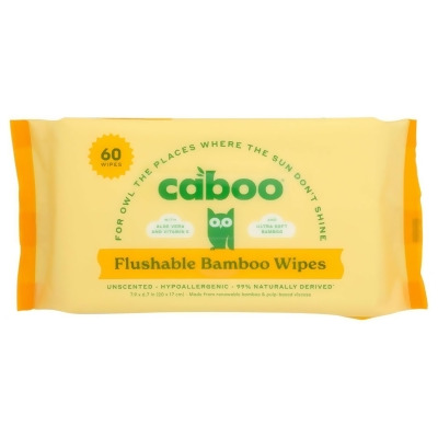 Caboo KHRM00398775 Bamboo Flushable Wipes - 60 Count 