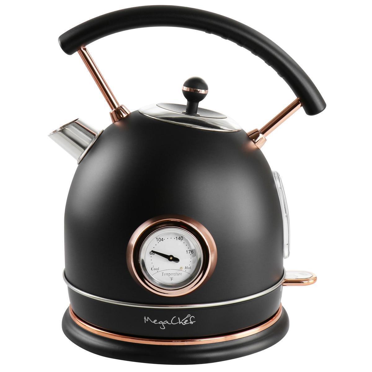 MegaChef MG-KTL2000B 1.8 Liter Half Circle Electric Tea Kettle with Thermostat in Matte Black