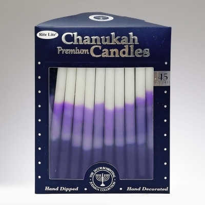 Rite Lite C-29-PL Premium Hand-Dipped Chanukah Candles, Purple, Blue & White - 45 Piece 