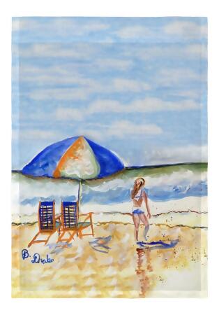 Betsy Drake FL1421 12.5 x 18 in. Beach Chairs & Girl Flag