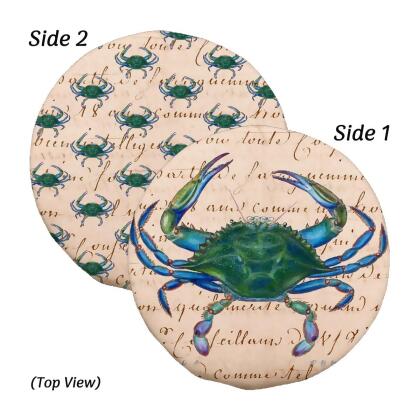 Betsy Drake BC005B 10 in. Male Blue Crab & Beige Script Reversible Bowl Cover 
