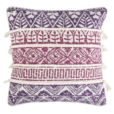 Safavieh PLS7099A-1818 18 x 18 in. Mela Poly Fill Pillow, Purple & Beige 