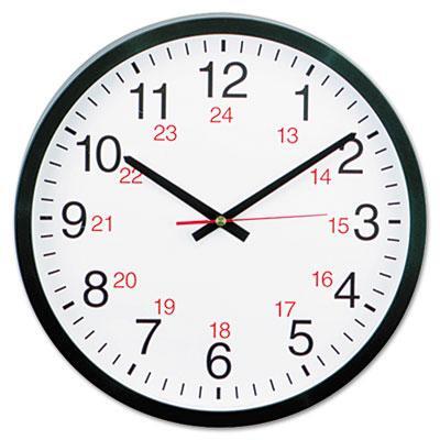 Universal 10441 24-Hour Round Wall Clock- 12.75 in.- Black
