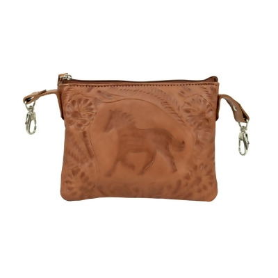 American West 1465884 24 in. Hitchin Post Trail Rider Crossbody & Hip Bag, Brown 