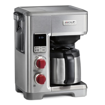 Wolf WGCM100S Gourmet Automatic Drip Coffeemaker with Red Knobs 