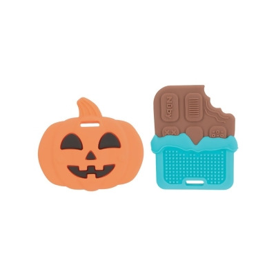Nuby 2367431 Pumpkin & Chocolate Bar Teethers - 3 Month Plus - Pack of 2 - Case of 72 