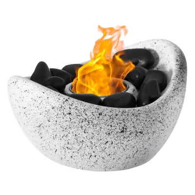 Vintiquewise QI004463 Tabletop Fireplace Portable Fire Pit | Rubbing Alcohol Fireplace Indoor Outdoor Fire Concrete Bowl Pot 