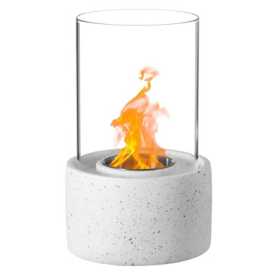 Vintiquewise QI004461 Cylinder decor Mini Tabletop Fire Pit | Rubbing Alcohol Fireplace Indoor Outdoor Portable Fire Concrete Round Glass Bowl Pot 