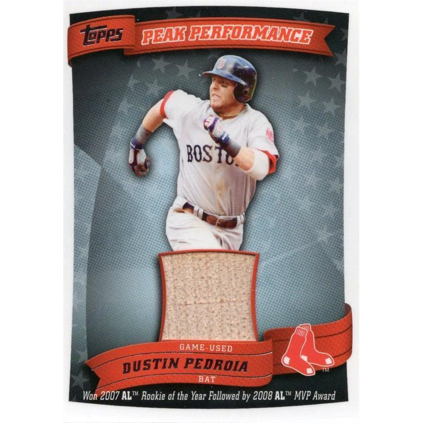 Autograph Warehouse 724611 Dustin Pedroia Player Used Bat Patch Boston Red Sox 2010 Topps Peak Performance No.PPRDP Baseball Card