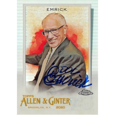 Autograph Warehouse 665273 Mike Emrick Autographed New Jersey Devils, NHL Announcer - Doc & SC 2020 Topps Allen & Ginter Chrome Refractor No.194 Just Signed Doc Hockey Card 