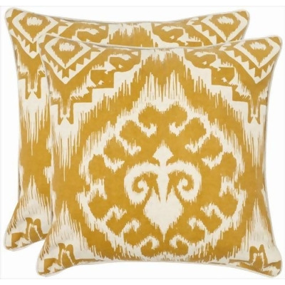 Safavieh PIL839A-1818-SET2 Josh 18-Inch Saffron Decorative Pillows- Set Of 2 