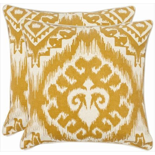 Safavieh PIL839A-1818-SET2 Josh 18-Inch Saffron Decorative Pillows- Set Of 2