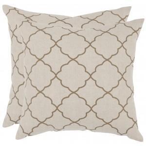 Safavieh PIL933A-1818-SET2 Sophie 18-Inch Taupe Decorative Pillows- Set Of 2