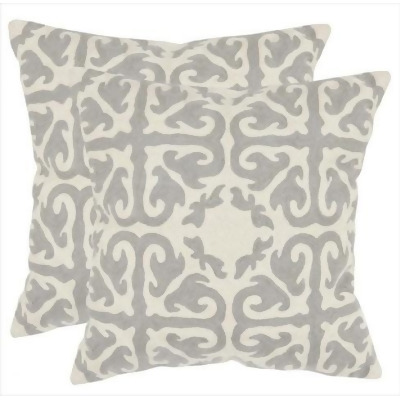 Safavieh PIL100D-1818-SET2 Moroccan 18-Inch Light Grey Decorative Pillows- Set Of 2 