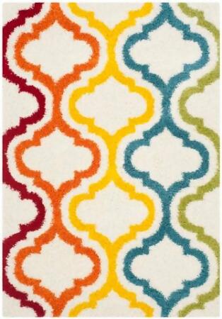 Safavieh SGK561A-8 Safavieh Kids Shag Power Loomed Rectangle Rug- Ivory - Multi- 8 x 10 ft. 