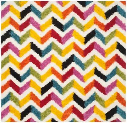 Safavieh SGK565A-7SQ Safavieh Kids Shag Power Loomed Square Rug- Ivory - Multi- 6 ft. 7 in. x 6 ft. 7 in. 