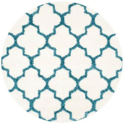 Safavieh SGK569C-7R Safavieh Kids Shag Power Loomed Round Rug- Ivory - Blue- 6 ft. 7 in. x 6 ft. 7 in. 